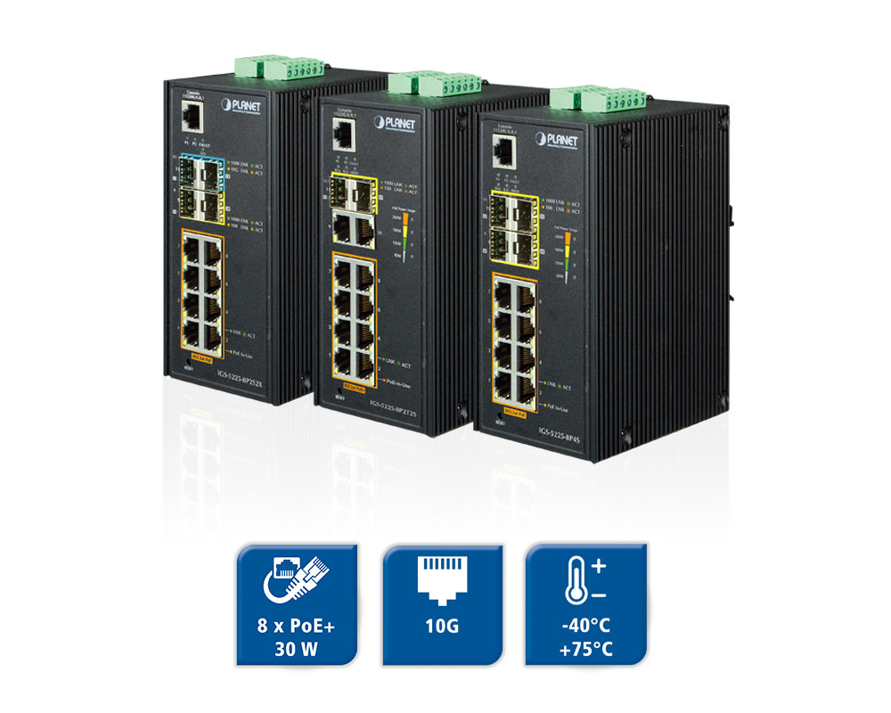 Planet managed switches with PoE & fibre optics